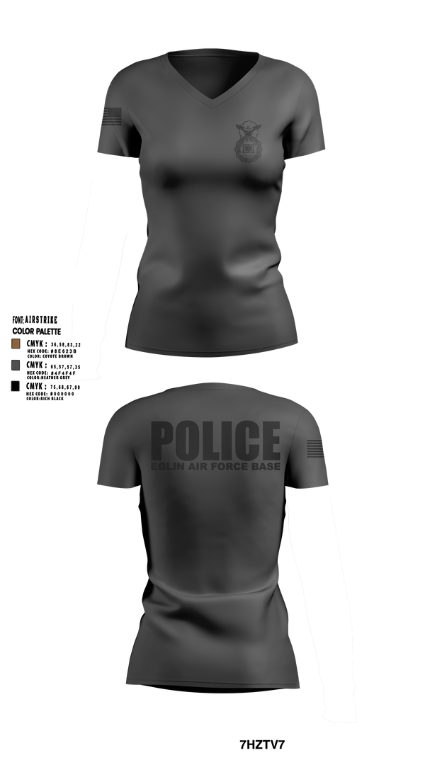 Womens Short Sleeve Vneck Shirt, 96 SFS / Eglin Police, Air Force, Teamtime, Team time, sublimation, custom sports apparel, team uniforms, spirit wear, spiritwear, sports uniforms, custom shirts, team store, custom team store, fundraiser sports, apparel fundraiser