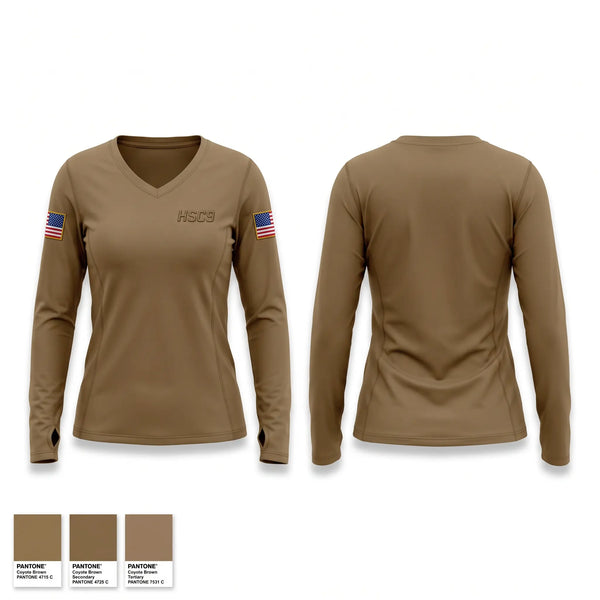 Womens Long Sleeve Vneck Shirt, HSC-9, Navy, Teamtime, Team time, sublimation, custom sports apparel, team uniforms, spirit wear, spiritwear, sports uniforms, custom shirts, team store, custom team store, fundraiser sports, apparel fundraiser