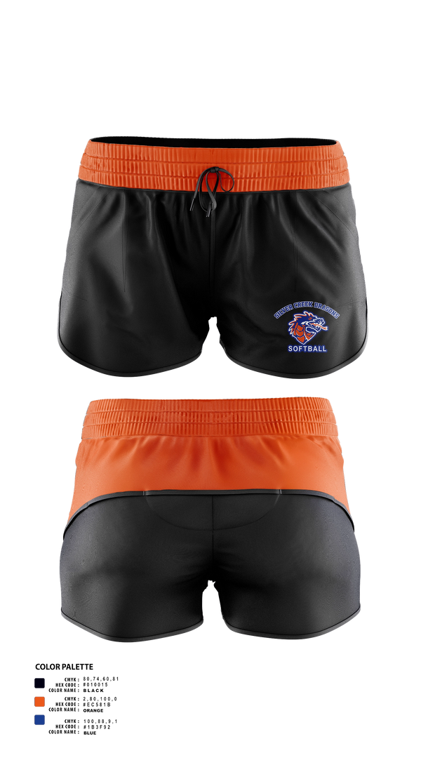 Womens Shorts, Silver Creek Dragons, Softball, Teamtime, Team time, sublimation, custom sports apparel, team uniforms, spirit wear, spiritwear, sports uniforms, custom shirts, team store, custom team store, fundraiser sports, apparel fundraiser