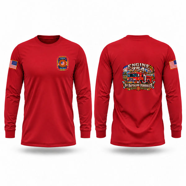 Long Sleeve Performance Shirt, Fort Detrick Forest Glen Federal Firefighters, Fire Department, Teamtime, Team time, sublimation, custom sports apparel, team uniforms, spirit wear, spiritwear, sports uniforms, custom shirts, team store, custom team store, fundraiser sports, apparel fundraiser