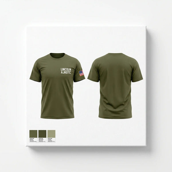 Old School Cotton Feel Shirt, LINCOLN AJROTC, Army, Teamtime, Team time, sublimation, custom sports apparel, team uniforms, spirit wear, spiritwear, sports uniforms, custom shirts, team store, custom team store, fundraiser sports, apparel fundraiser