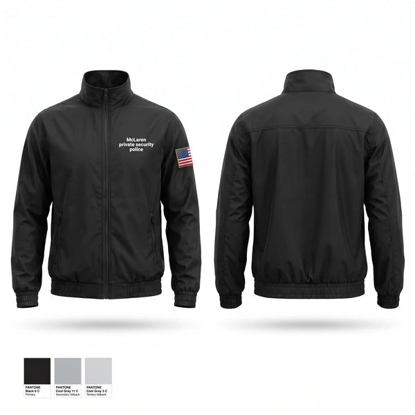 Windbreaker, McLaren private security police, Police, Teamtime, Team time, sublimation, custom sports apparel, team uniforms, spirit wear, spiritwear, sports uniforms, custom shirts, team store, custom team store, fundraiser sports, apparel fundraiser