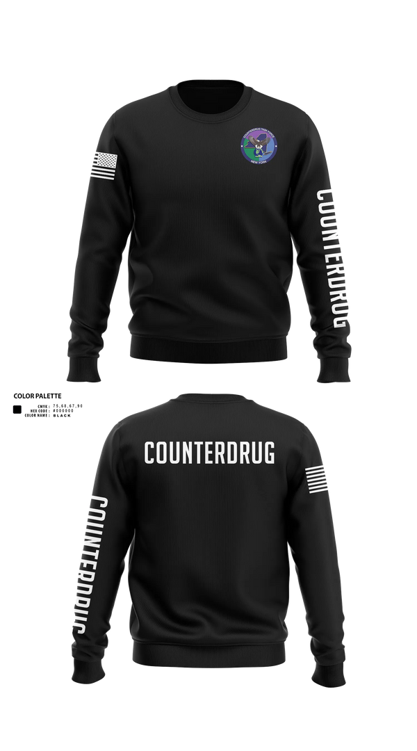 Crew Neck Sweatshirt, New York Counterdrug Task Force, Police, Teamtime, Team time, sublimation, custom sports apparel, team uniforms, spirit wear, spiritwear, sports uniforms, custom shirts, team store, custom team store, fundraiser sports, apparel fundraiser