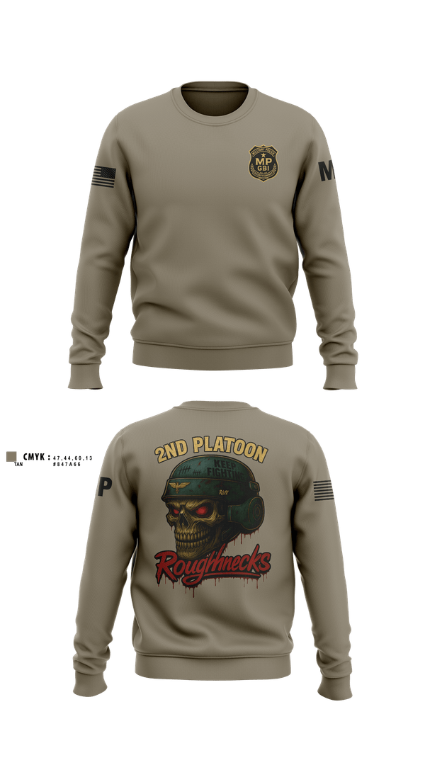 Crew Neck Sweatshirt, 2nd Platoon roughnecks 49th, Army, Teamtime, Team time, sublimation, custom sports apparel, team uniforms, spirit wear, spiritwear, sports uniforms, custom shirts, team store, custom team store, fundraiser sports, apparel fundraiser