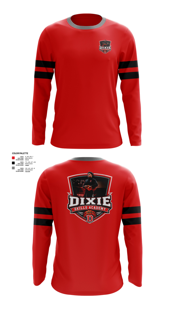 Long Sleeve Performance Shirt, Dixie Skills Academy, Men's Basketball, Teamtime, Team time, sublimation, custom sports apparel, team uniforms, spirit wear, spiritwear, sports uniforms, custom shirts, team store, custom team store, fundraiser sports, apparel fundraiser