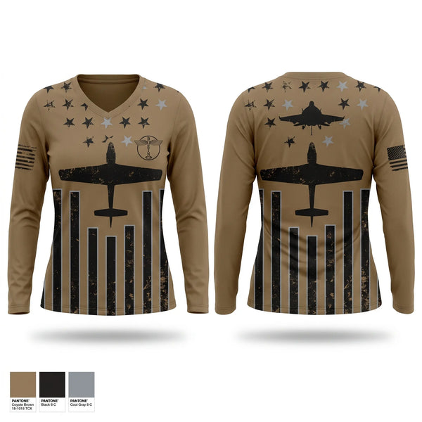 Womens Long Sleeve Vneck Shirt, Boeing, , Teamtime, Team time, sublimation, custom sports apparel, team uniforms, spirit wear, spiritwear, sports uniforms, custom shirts, team store, custom team store, fundraiser sports, apparel fundraiser