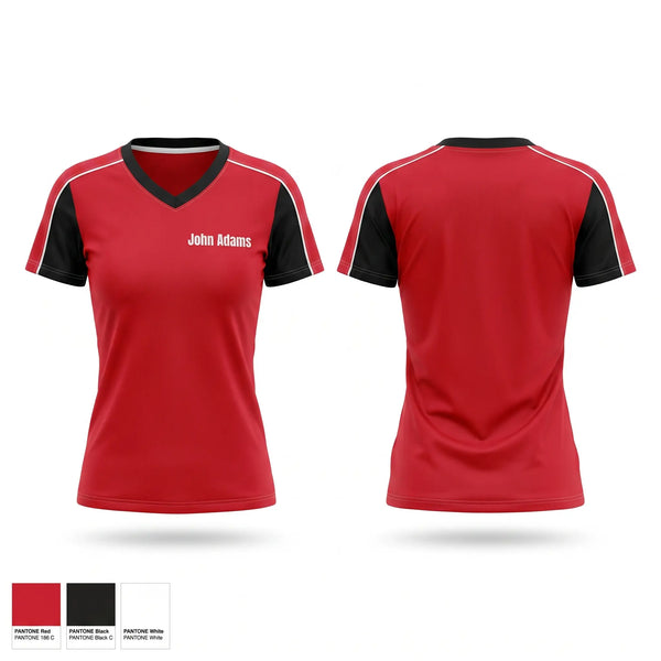 Womens Short Sleeve Vneck Shirt, John Adams, Women's Volleyball, Teamtime, Team time, sublimation, custom sports apparel, team uniforms, spirit wear, spiritwear, sports uniforms, custom shirts, team store, custom team store, fundraiser sports, apparel fundraiser