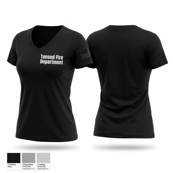 Womens Short Sleeve Vneck Shirt, Tensed Fire Department, Fire Department, Teamtime, Team time, sublimation, custom sports apparel, team uniforms, spirit wear, spiritwear, sports uniforms, custom shirts, team store, custom team store, fundraiser sports, apparel fundraiser