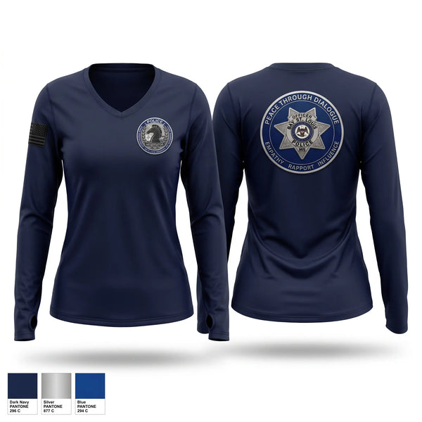 Womens Long Sleeve Vneck Shirt, Crisis Negotiations Unit, Police, Teamtime, Team time, sublimation, custom sports apparel, team uniforms, spirit wear, spiritwear, sports uniforms, custom shirts, team store, custom team store, fundraiser sports, apparel fundraiser