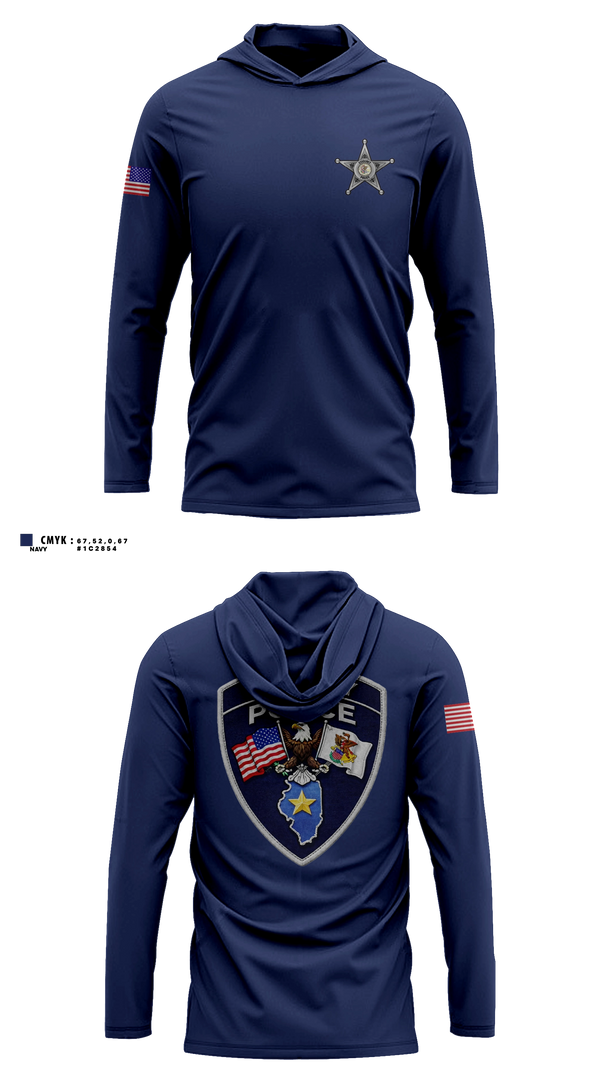 Long Sleeve hooded sunshirt, Stickney Police, Police, Teamtime, Team time, sublimation, custom sports apparel, team uniforms, spirit wear, spiritwear, sports uniforms, custom shirts, team store, custom team store, fundraiser sports, apparel fundraiser