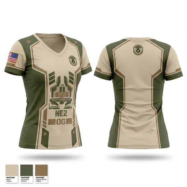 Womens Short Sleeve Vneck Shirt, L3Harris, Army, Teamtime, Team time, sublimation, custom sports apparel, team uniforms, spirit wear, spiritwear, sports uniforms, custom shirts, team store, custom team store, fundraiser sports, apparel fundraiser