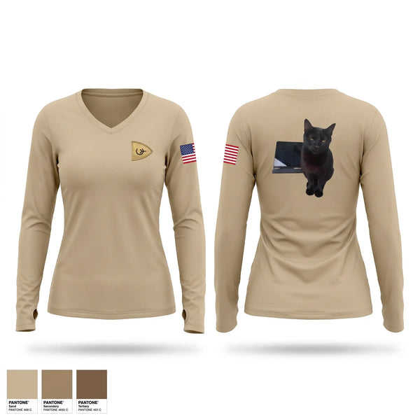 Womens Long Sleeve Vneck Shirt, Eye of cyclone, National Guard, Teamtime, Team time, sublimation, custom sports apparel, team uniforms, spirit wear, spiritwear, sports uniforms, custom shirts, team store, custom team store, fundraiser sports, apparel fundraiser