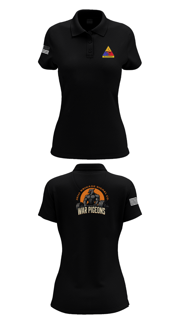 Womens Short Sleeve Performance Polo, 261st War Pigeons, Army, Teamtime, Team time, sublimation, custom sports apparel, team uniforms, spirit wear, spiritwear, sports uniforms, custom shirts, team store, custom team store, fundraiser sports, apparel fundraiser