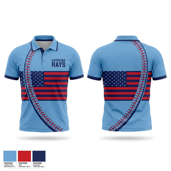 Short Sleeve Performance Polo, Carolina Rays, Baseball, Teamtime, Team time, sublimation, custom sports apparel, team uniforms, spirit wear, spiritwear, sports uniforms, custom shirts, team store, custom team store, fundraiser sports, apparel fundraiser