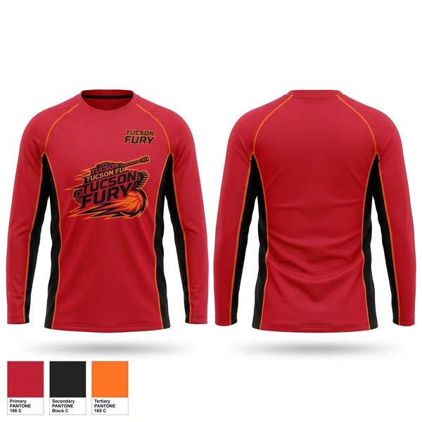 Long Sleeve Performance Shirt, Tucson Fury, Softball, Teamtime, Team time, sublimation, custom sports apparel, team uniforms, spirit wear, spiritwear, sports uniforms, custom shirts, team store, custom team store, fundraiser sports, apparel fundraiser
