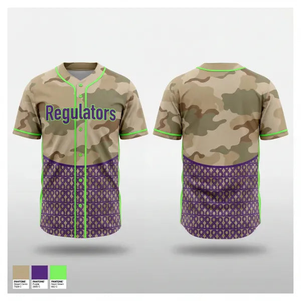 Full Button Baseball Jersey, Regulators, Baseball, Teamtime, Team time, sublimation, custom sports apparel, team uniforms, spirit wear, spiritwear, sports uniforms, custom shirts, team store, custom team store, fundraiser sports, apparel fundraiser
