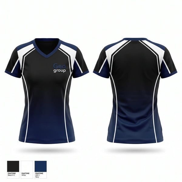 Womens Short Sleeve Vneck Shirt, Geo group, , Teamtime, Team time, sublimation, custom sports apparel, team uniforms, spirit wear, spiritwear, sports uniforms, custom shirts, team store, custom team store, fundraiser sports, apparel fundraiser