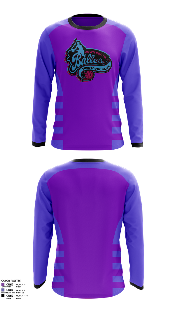 Long Sleeve Performance Shirt, Down South Ballerz, Men's Basketball, Teamtime, Team time, sublimation, custom sports apparel, team uniforms, spirit wear, spiritwear, sports uniforms, custom shirts, team store, custom team store, fundraiser sports, apparel fundraiser