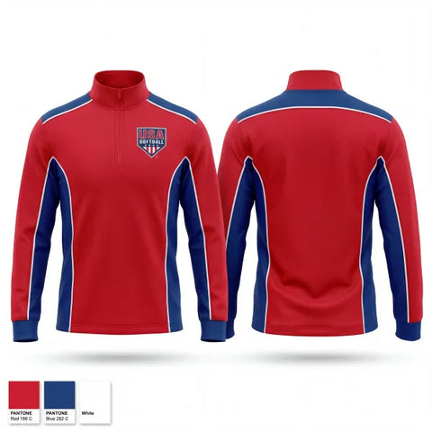 Quarter Zip Jacket, USA Softball of Alaska, Softball, Teamtime, Team time, sublimation, custom sports apparel, team uniforms, spirit wear, spiritwear, sports uniforms, custom shirts, team store, custom team store, fundraiser sports, apparel fundraiser