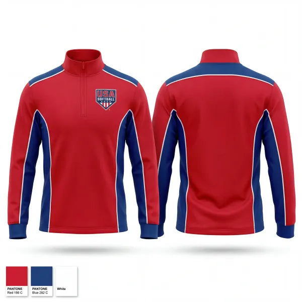 Quarter Zip Jacket, USA Softball of Alaska, Softball, Teamtime, Team time, sublimation, custom sports apparel, team uniforms, spirit wear, spiritwear, sports uniforms, custom shirts, team store, custom team store, fundraiser sports, apparel fundraiser