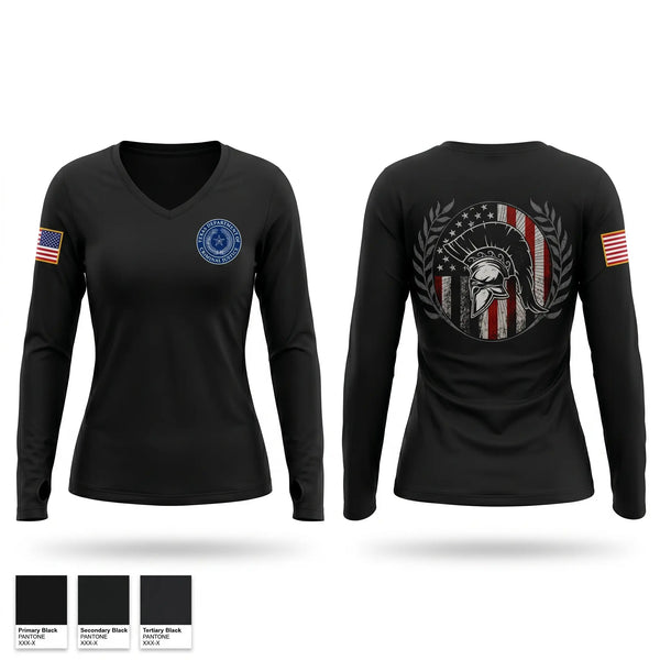 Womens Long Sleeve Vneck Shirt, TDCJ Wynne unit, Police, Teamtime, Team time, sublimation, custom sports apparel, team uniforms, spirit wear, spiritwear, sports uniforms, custom shirts, team store, custom team store, fundraiser sports, apparel fundraiser