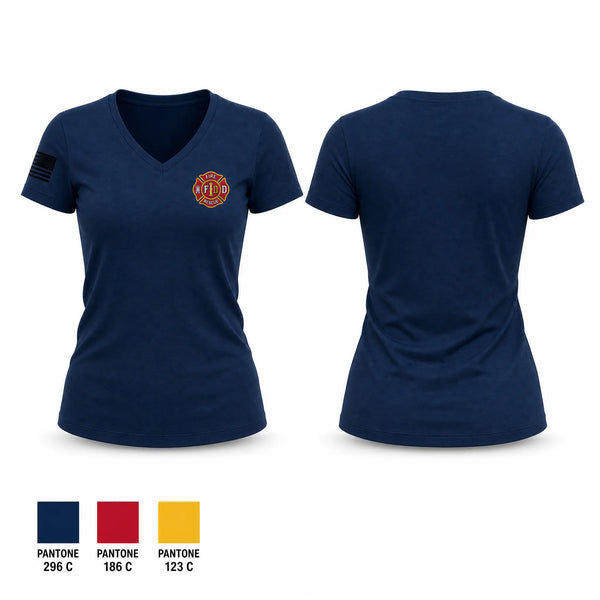 Womens Short Sleeve Vneck Shirt, Sheffield Village, Fire Department, Teamtime, Team time, sublimation, custom sports apparel, team uniforms, spirit wear, spiritwear, sports uniforms, custom shirts, team store, custom team store, fundraiser sports, apparel fundraiser