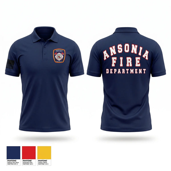 Short Sleeve Performance Polo, Ansonia Fire Department, Fire Department, Teamtime, Team time, sublimation, custom sports apparel, team uniforms, spirit wear, spiritwear, sports uniforms, custom shirts, team store, custom team store, fundraiser sports, apparel fundraiser