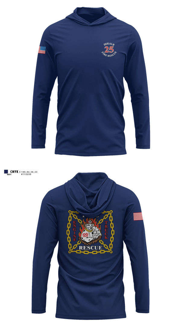 Long Sleeve Performance Shirt with hood, Station 25, Fire Department, Teamtime, Team time, sublimation, custom sports apparel, team uniforms, spirit wear, spiritwear, sports uniforms, custom shirts, team store, custom team store, fundraiser sports, apparel fundraiser
