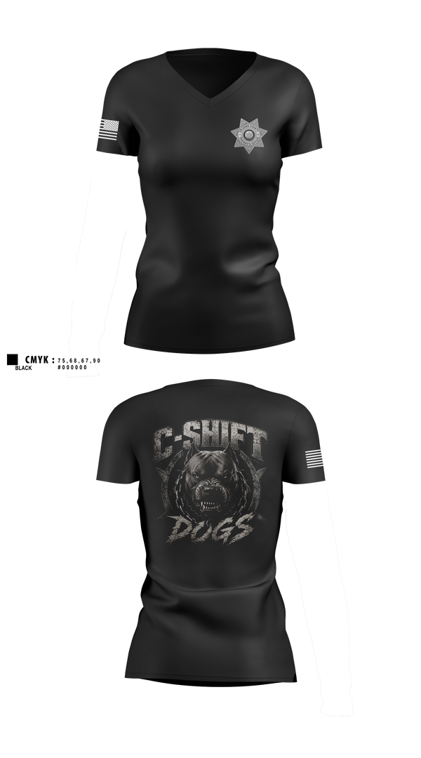 Womens Short Sleeve Vneck Shirt, Orleans County Corrections, Police, Teamtime, Team time, sublimation, custom sports apparel, team uniforms, spirit wear, spiritwear, sports uniforms, custom shirts, team store, custom team store, fundraiser sports, apparel fundraiser