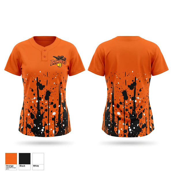 Two Button Softball Jersey, Bombers, Softball, Teamtime, Team time, sublimation, custom sports apparel, team uniforms, spirit wear, spiritwear, sports uniforms, custom shirts, team store, custom team store, fundraiser sports, apparel fundraiser