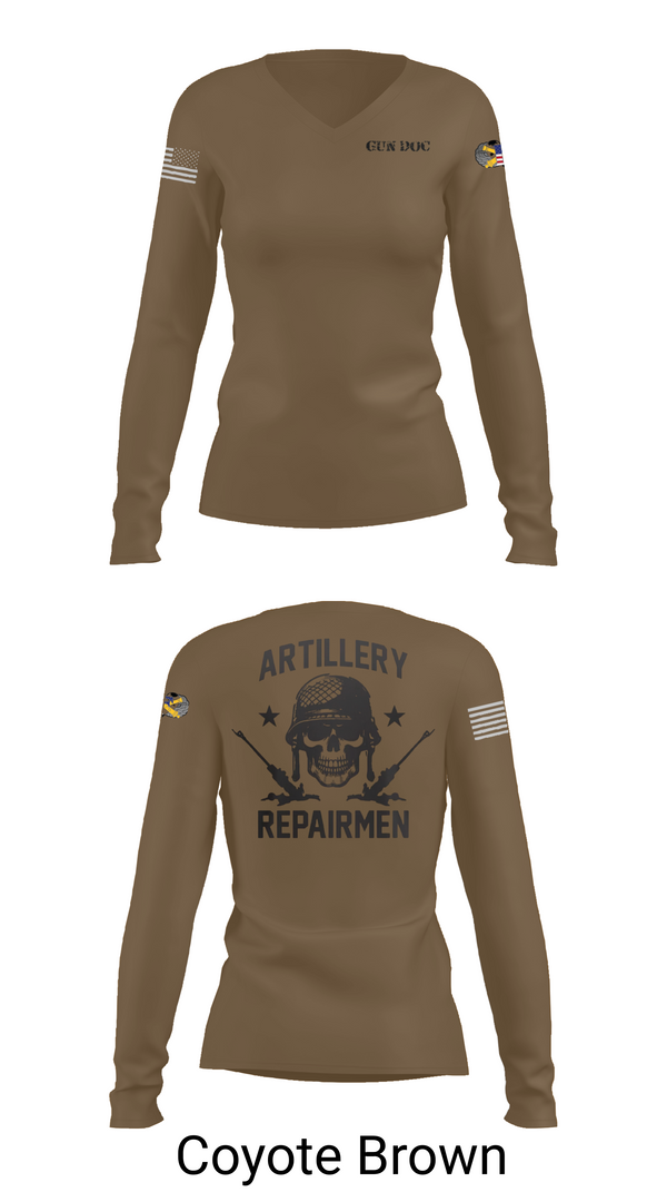 Womens Long Sleeve Vneck Shirt, ARMT 1-320th Field Artillery, Army, Teamtime, Team time, sublimation, custom sports apparel, team uniforms, spirit wear, spiritwear, sports uniforms, custom shirts, team store, custom team store, fundraiser sports, apparel fundraiser