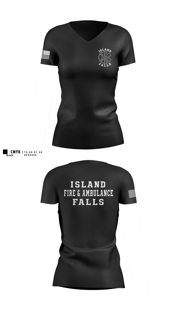 Womens Short Sleeve Vneck Shirt, Island Falls Fire & Ambulance, Fire Department, Teamtime, Team time, sublimation, custom sports apparel, team uniforms, spirit wear, spiritwear, sports uniforms, custom shirts, team store, custom team store, fundraiser sports, apparel fundraiser