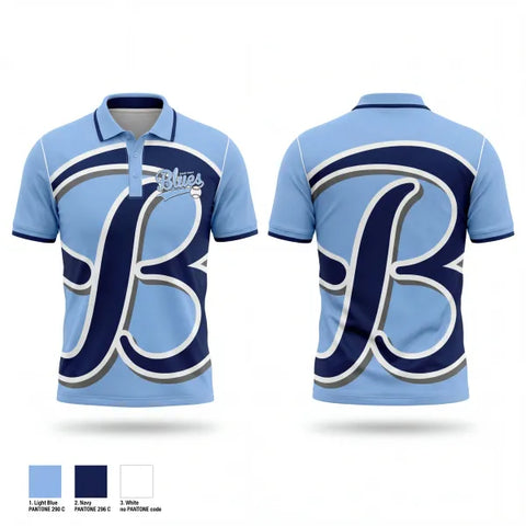 Short Sleeve Performance Polo, South Coast Blues, Baseball, Teamtime, Team time, sublimation, custom sports apparel, team uniforms, spirit wear, spiritwear, sports uniforms, custom shirts, team store, custom team store, fundraiser sports, apparel fundraiser