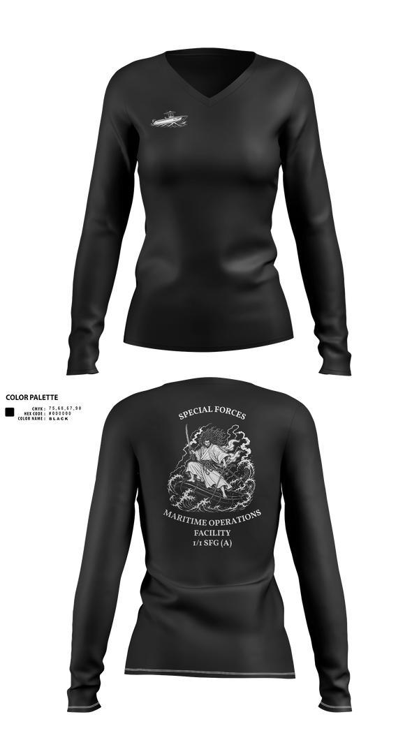 Womens Long Sleeve Vneck Shirt, MOF/MOPO, Army, Teamtime, Team time, sublimation, custom sports apparel, team uniforms, spirit wear, spiritwear, sports uniforms, custom shirts, team store, custom team store, fundraiser sports, apparel fundraiser