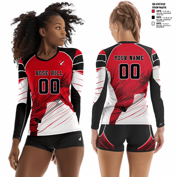 Women's Short Sleeve Vneck Shirt, Rose Hill High School Volleyball, Women's Volleyball, Teamtime, Team time, sublimation, custom sports apparel, team uniforms, spirit wear, spiritwear, sports uniforms, custom shirts, team store, custom team store, fundraiser sports, apparel fundraiser