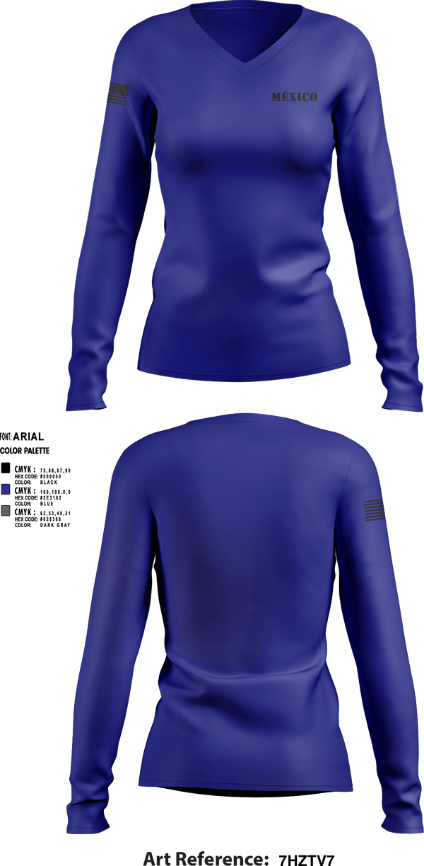 Women's Long Sleeve Vneck Shirt, México, Army, Teamtime, Team time, sublimation, custom sports apparel, team uniforms, spirit wear, spiritwear, sports uniforms, custom shirts, team store, custom team store, fundraiser sports, apparel fundraiser