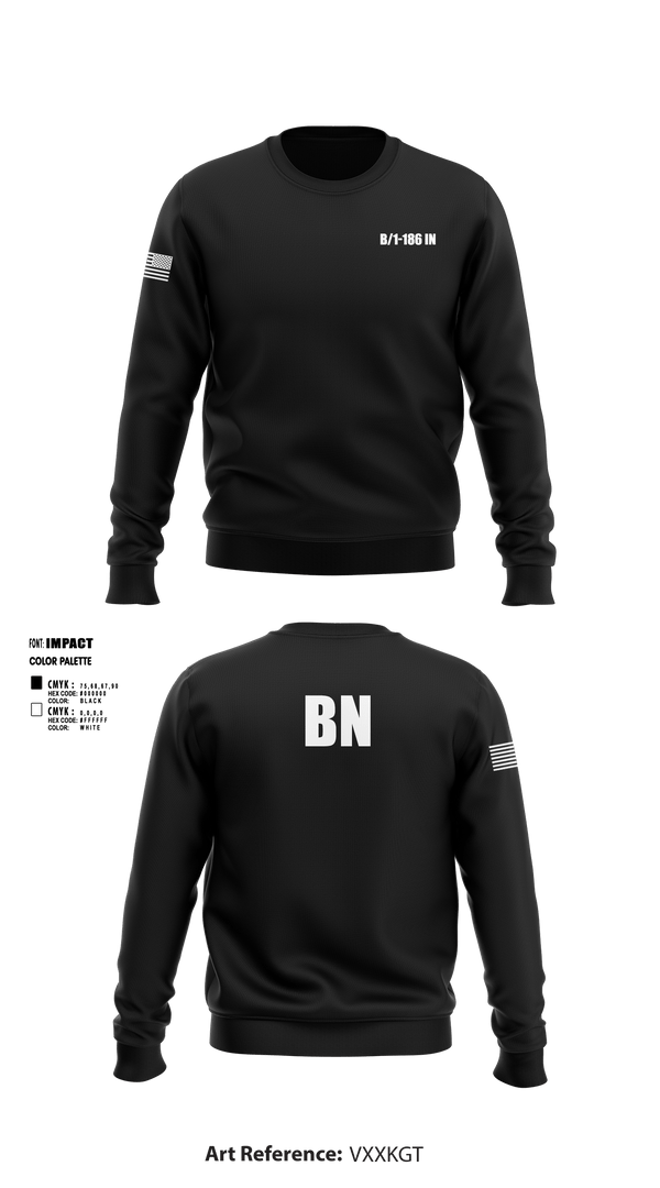 Crew Neck Sweatshirt, B/1-186 IN, National Guard, Teamtime, Team time, sublimation, custom sports apparel, team uniforms, spirit wear, spiritwear, sports uniforms, custom shirts, team store, custom team store, fundraiser sports, apparel fundraiser