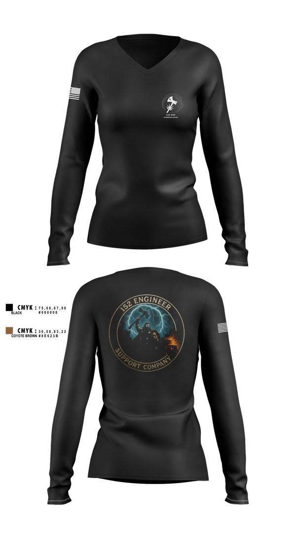 Womens Long Sleeve Vneck Shirt, 152 ESC, , Teamtime, Team time, sublimation, custom sports apparel, team uniforms, spirit wear, spiritwear, sports uniforms, custom shirts, team store, custom team store, fundraiser sports, apparel fundraiser