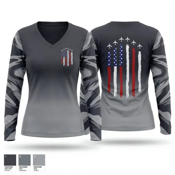 Womens Long Sleeve Vneck Shirt, Triple play, Softball, Teamtime, Team time, sublimation, custom sports apparel, team uniforms, spirit wear, spiritwear, sports uniforms, custom shirts, team store, custom team store, fundraiser sports, apparel fundraiser