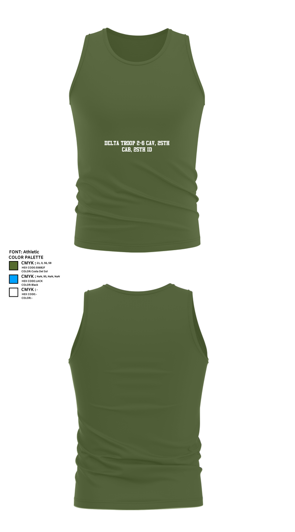 Tank Top, Delta Troop 2-6 CAV, 25th CAB, 25th ID, Army, Teamtime, Team time, sublimation, custom sports apparel, team uniforms, spirit wear, spiritwear, sports uniforms, custom shirts, team store, custom team store, fundraiser sports, apparel fundraiser