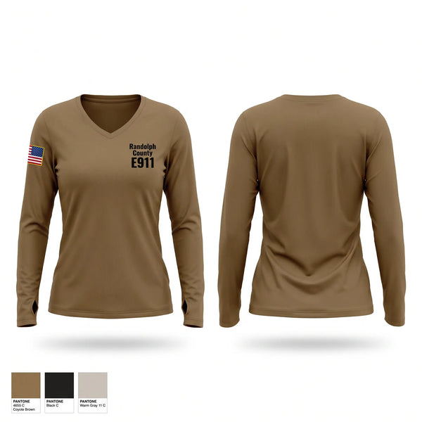 Womens Long Sleeve Vneck Shirt, Randolph County E911, Police, Teamtime, Team time, sublimation, custom sports apparel, team uniforms, spirit wear, spiritwear, sports uniforms, custom shirts, team store, custom team store, fundraiser sports, apparel fundraiser