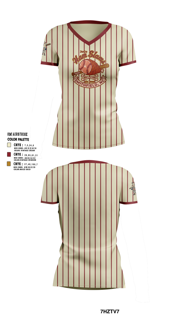 Womens Short Sleeve Vneck Shirt, JoCo Ham Slams, Softball, Teamtime, Team time, sublimation, custom sports apparel, team uniforms, spirit wear, spiritwear, sports uniforms, custom shirts, team store, custom team store, fundraiser sports, apparel fundraiser