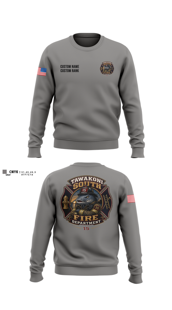 Crew Neck Sweatshirt, Tawakoni South Volunteer Fire Department, Fire Department, Teamtime, Team time, sublimation, custom sports apparel, team uniforms, spirit wear, spiritwear, sports uniforms, custom shirts, team store, custom team store, fundraiser sports, apparel fundraiser