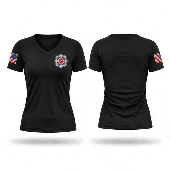 Womens Short Sleeve Vneck Shirt, JSP FIRE, EMS/EMT, Teamtime, Team time, sublimation, custom sports apparel, team uniforms, spirit wear, spiritwear, sports uniforms, custom shirts, team store, custom team store, fundraiser sports, apparel fundraiser