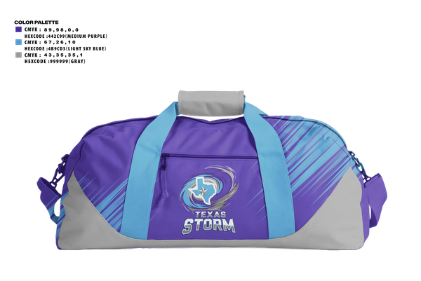 Duffle Bag, Texas Storm, Softball, Teamtime, Team time, sublimation, custom sports apparel, team uniforms, spirit wear, spiritwear, sports uniforms, custom shirts, team store, custom team store, fundraiser sports, apparel fundraiser
