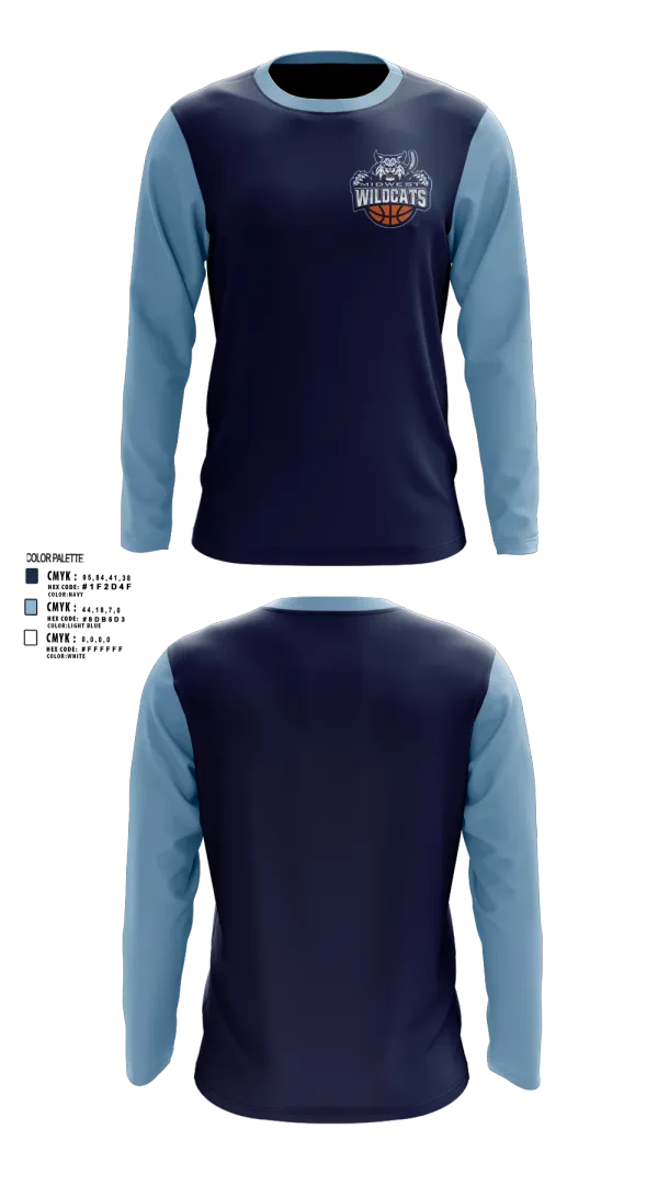 Long Sleeve Performance Shirt, Midwest Wildcats, Women's Basketball, Teamtime, Team time, sublimation, custom sports apparel, team uniforms, spirit wear, spiritwear, sports uniforms, custom shirts, team store, custom team store, fundraiser sports, apparel fundraiser
