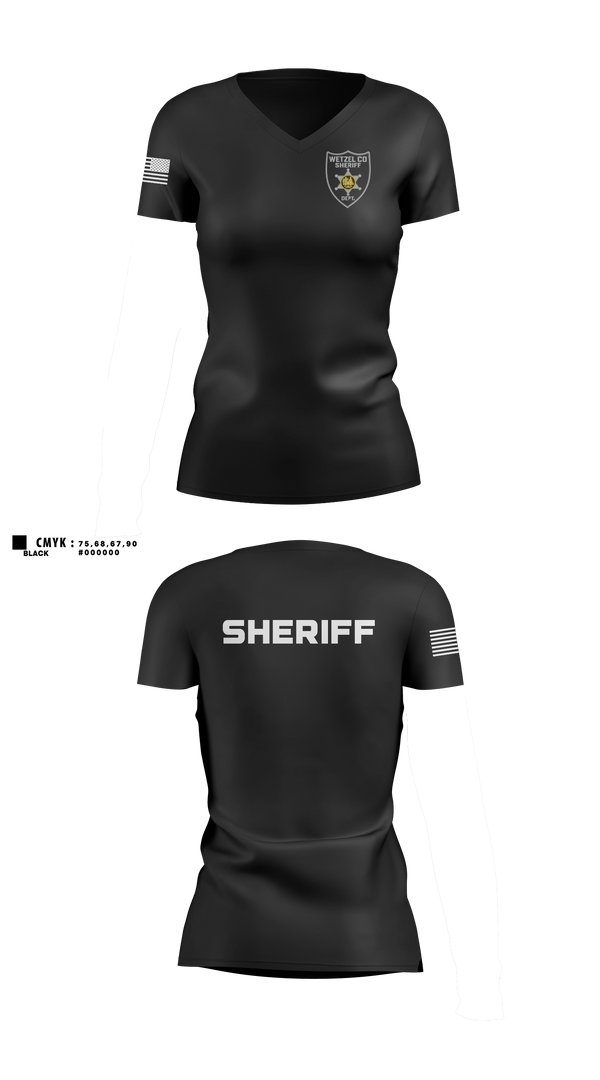 Womens Short Sleeve Vneck Shirt, Wetzel County Sheriff, Police, Teamtime, Team time, sublimation, custom sports apparel, team uniforms, spirit wear, spiritwear, sports uniforms, custom shirts, team store, custom team store, fundraiser sports, apparel fundraiser