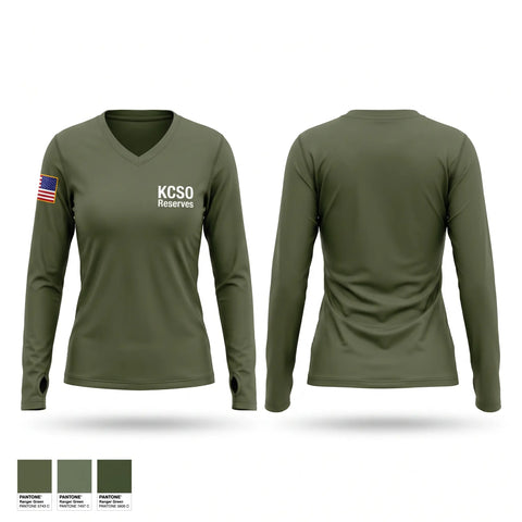 Womens Long Sleeve Vneck Shirt, KCSO Reserves, Police, Teamtime, Team time, sublimation, custom sports apparel, team uniforms, spirit wear, spiritwear, sports uniforms, custom shirts, team store, custom team store, fundraiser sports, apparel fundraiser