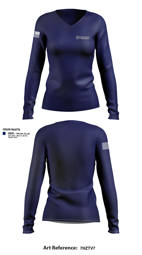 Womens Long Sleeve Vneck Shirt, SkyLife 3, EMS/EMT, Teamtime, Team time, sublimation, custom sports apparel, team uniforms, spirit wear, spiritwear, sports uniforms, custom shirts, team store, custom team store, fundraiser sports, apparel fundraiser