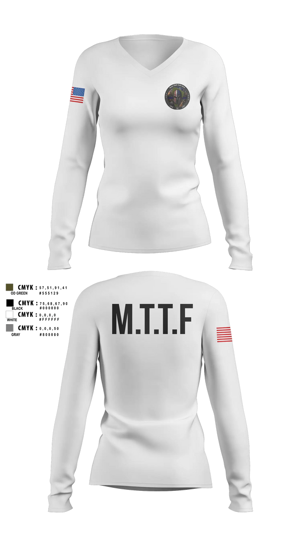 Womens Long Sleeve Vneck Shirt, Major Theft Task Force, Police, Teamtime, Team time, sublimation, custom sports apparel, team uniforms, spirit wear, spiritwear, sports uniforms, custom shirts, team store, custom team store, fundraiser sports, apparel fundraiser